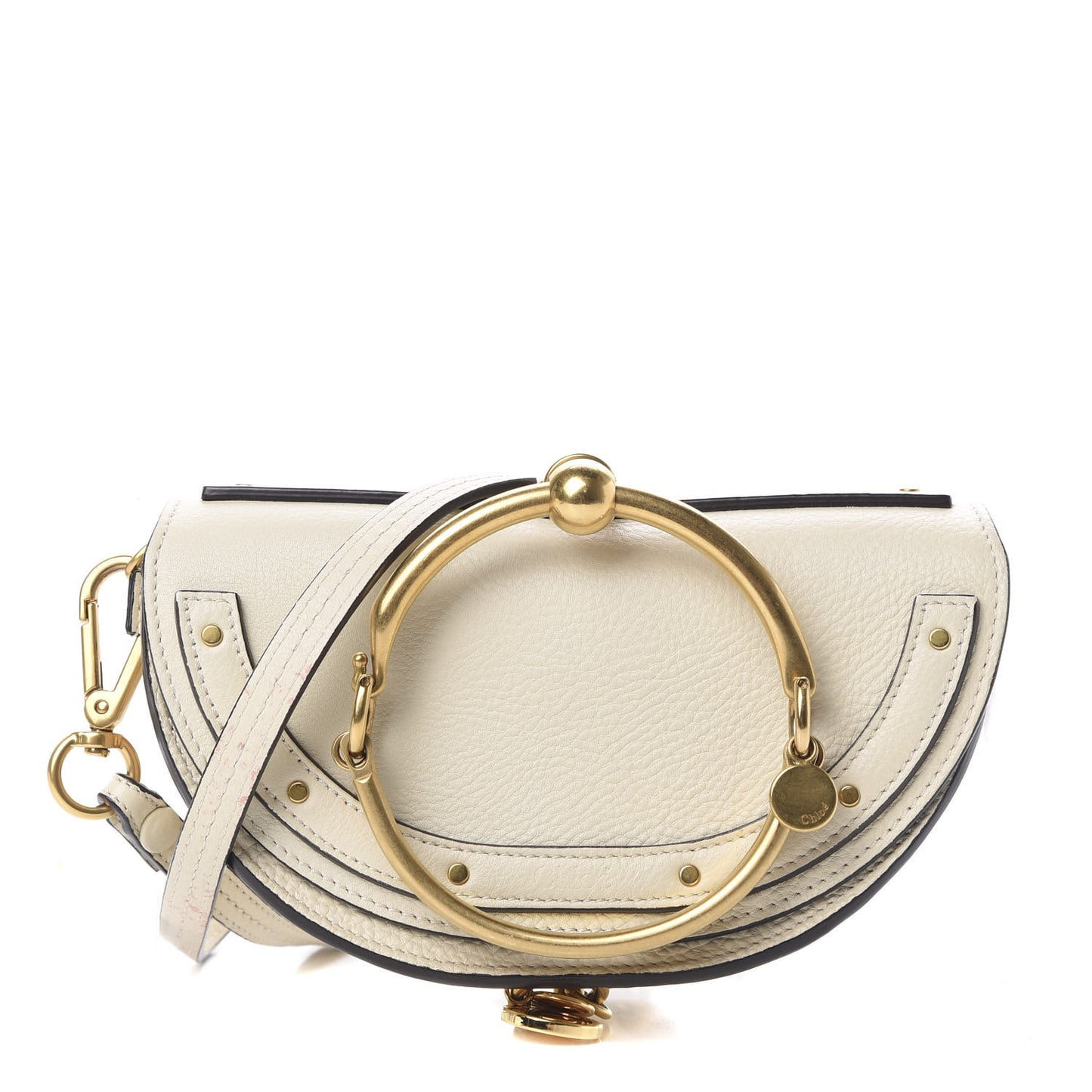 Calfskin Small Nile Bracelet Minaudiere Bag Off White
