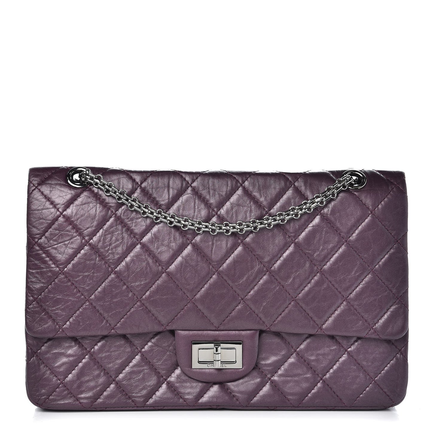 Metallic Calfskin Quilted 2.55 Reissue 227 Flap Plum