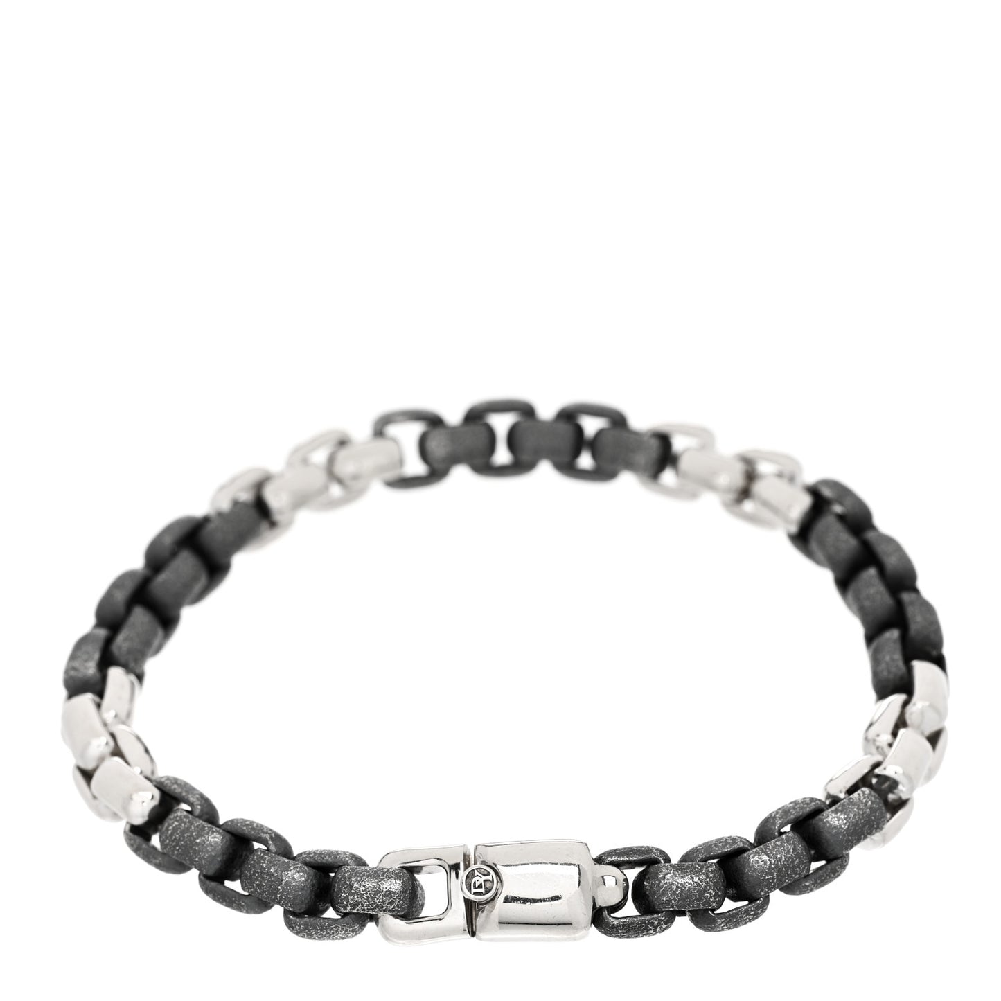 Sterling Silver Coated Box Chain Bracelet Grey