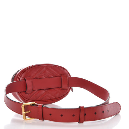 Gucci Calfskin Matelasse GG Marmont Belt Bag 95 38 Hibiscus Red 3 of 8
