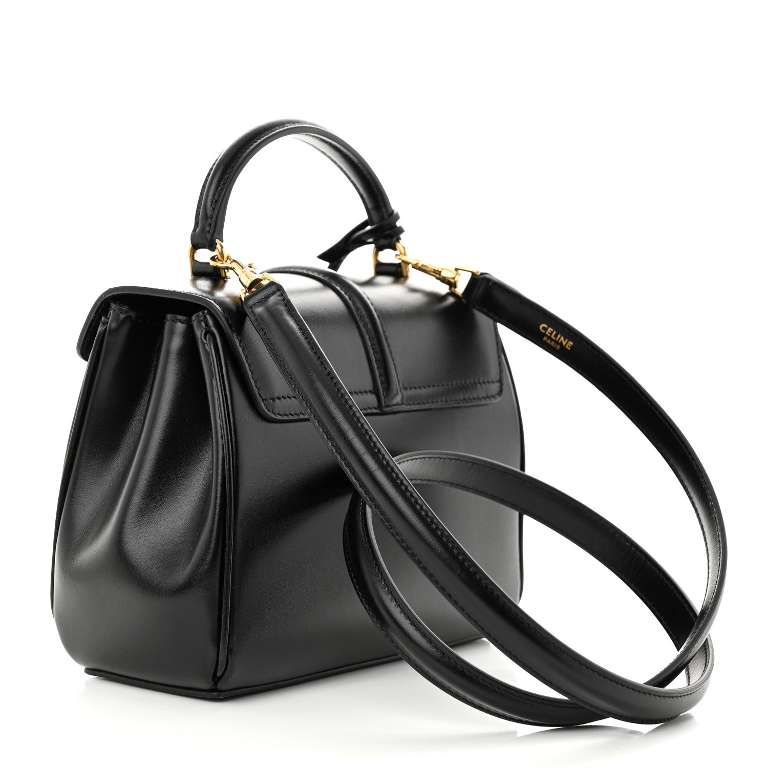 Celine Satinated Calfskin Mini 16 Top Handle Bag Black 2 of 11
