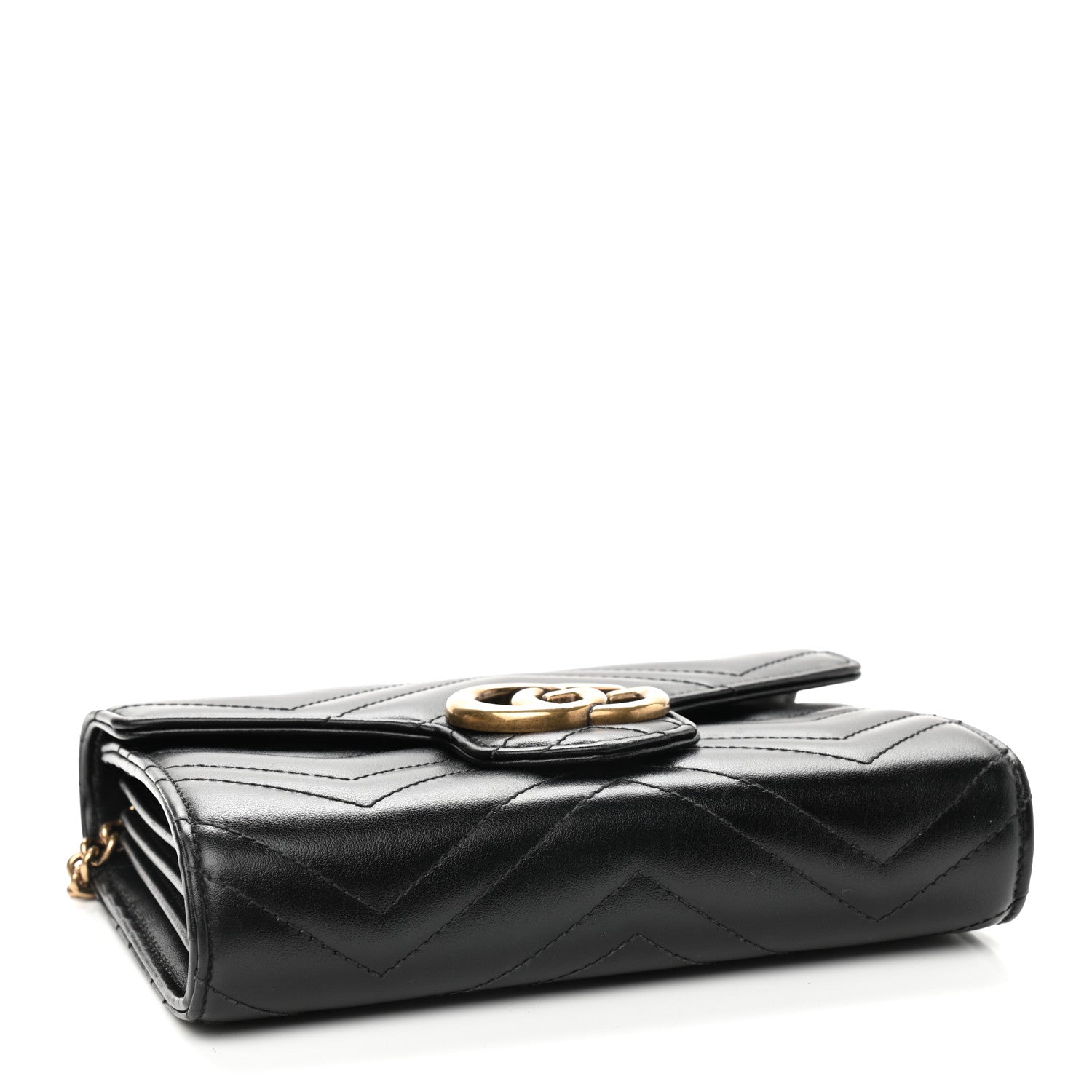Gucci Calfskin Matelasse GG Marmont Chain Wallet Black 4 of 10