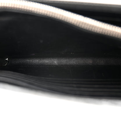 Saint Laurent Metallic Lambskin Matelasse Chevron Monogram Chain Wallet Argento 6 of 16