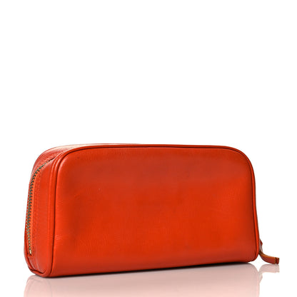 Chanel Grained Calfskin CC Button Medium Pouch Cosmetic Case Orange 3 of 15