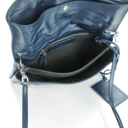 Balenciaga Chevre Silver Metallic Edge Hardware Envelope Clutch Bleu Nuit 5 of 7