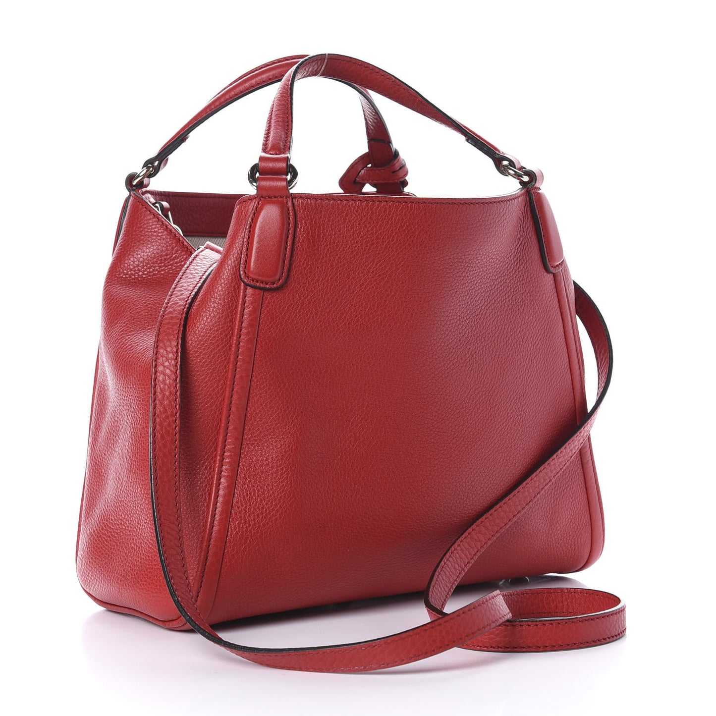 Pebbled Calfskin Small Soho Shoulder Bag Red