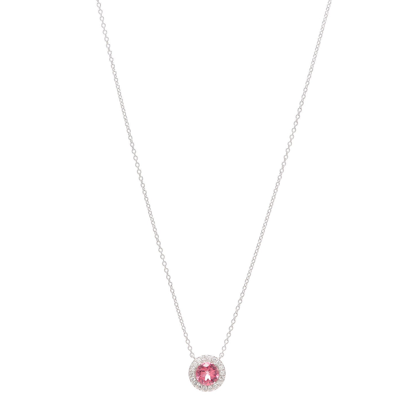 Platinum Diamond Pink Tourmaline Soleste Pendant Necklace