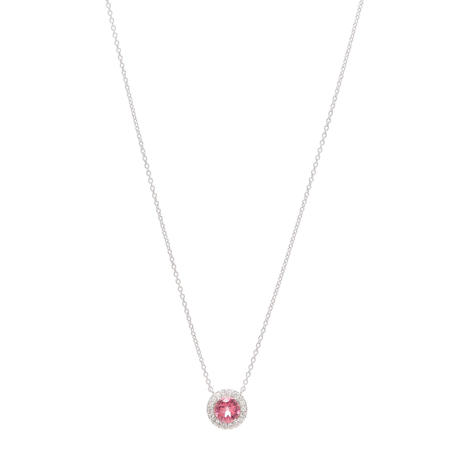 Tiffany Platinum Diamond Pink Tourmaline Soleste Pendant Necklace 1 of 6