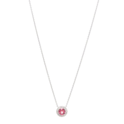 Tiffany Platinum Diamond Pink Tourmaline Soleste Pendant Necklace 1 of 6