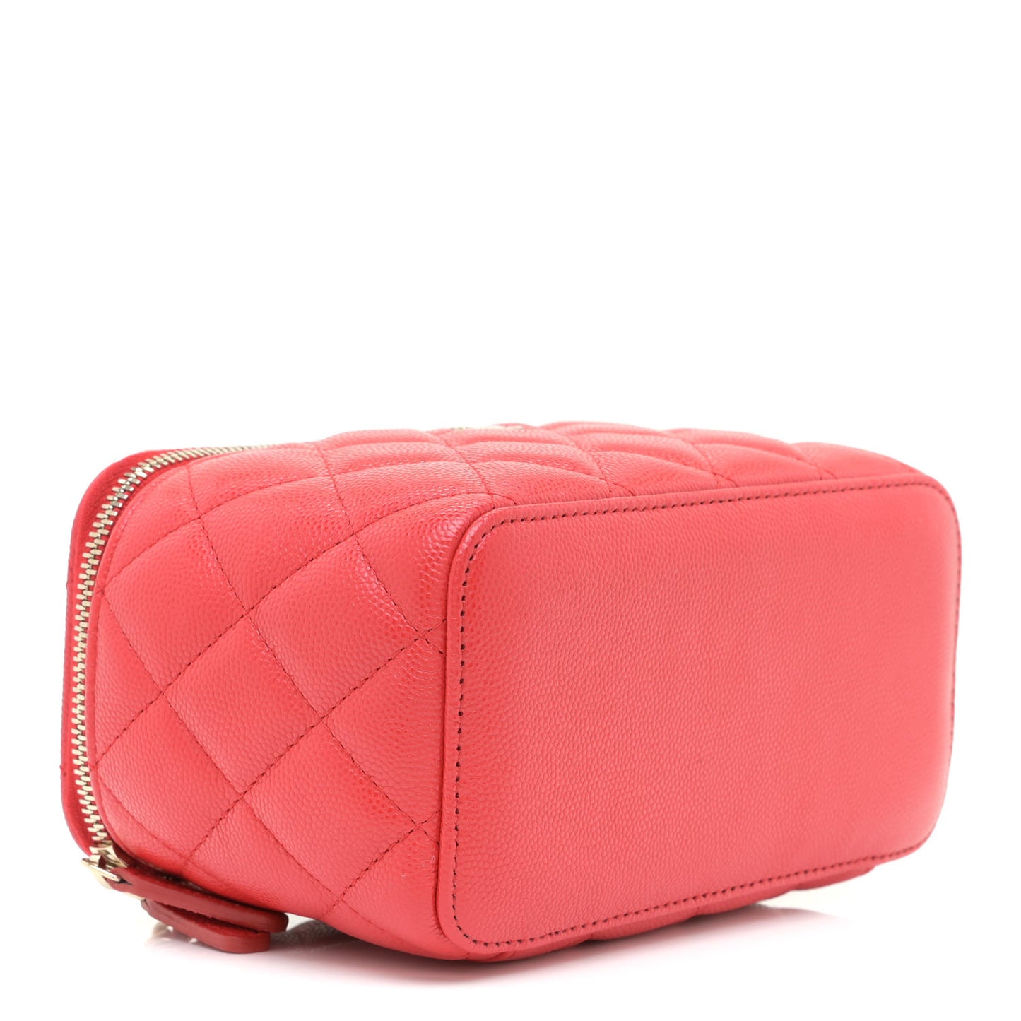 Caviar Quilted Small Vanity Case With Chain Pink