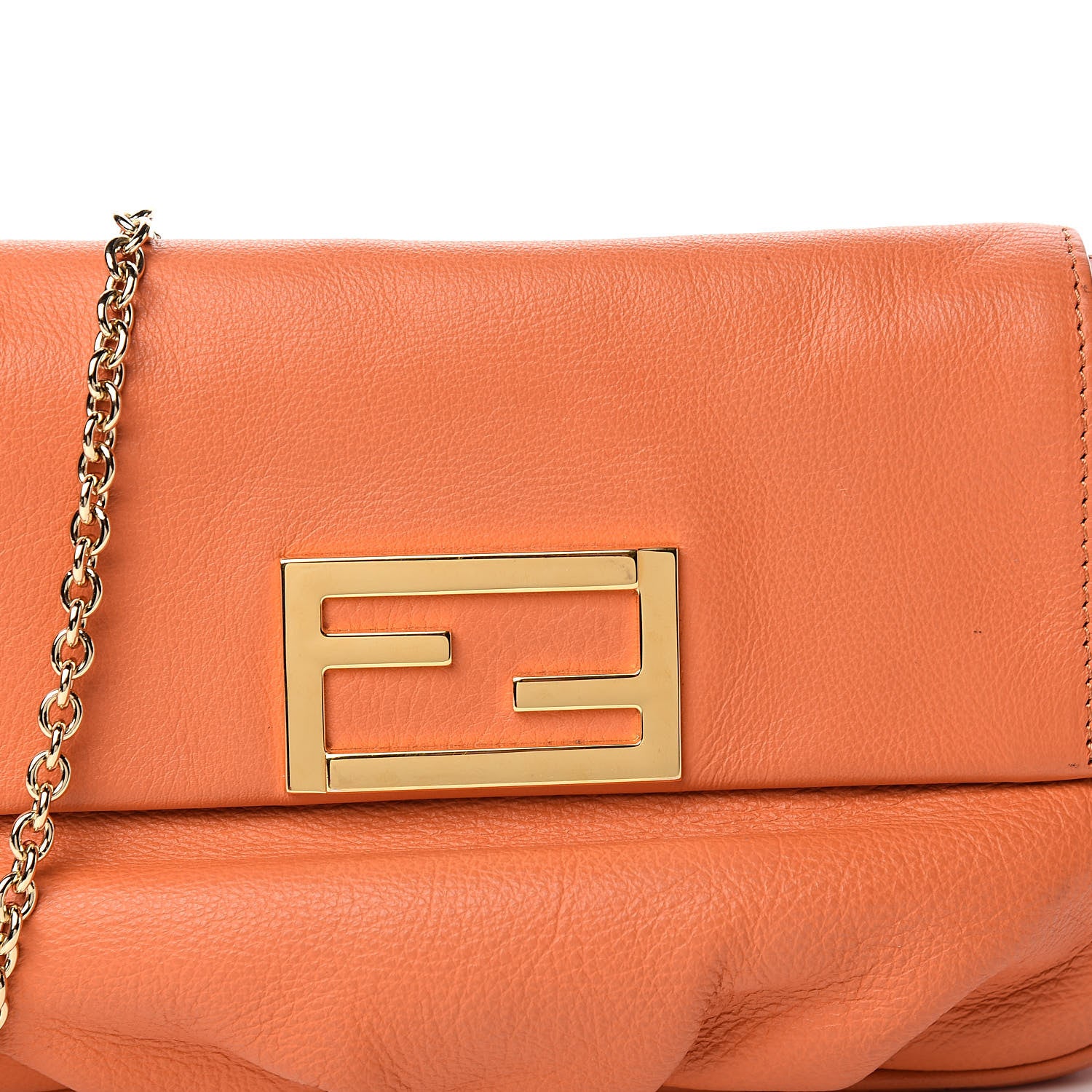Fendi Vitello Flamingo Fendista Pouchette Crossbody Arancio 9 of 9