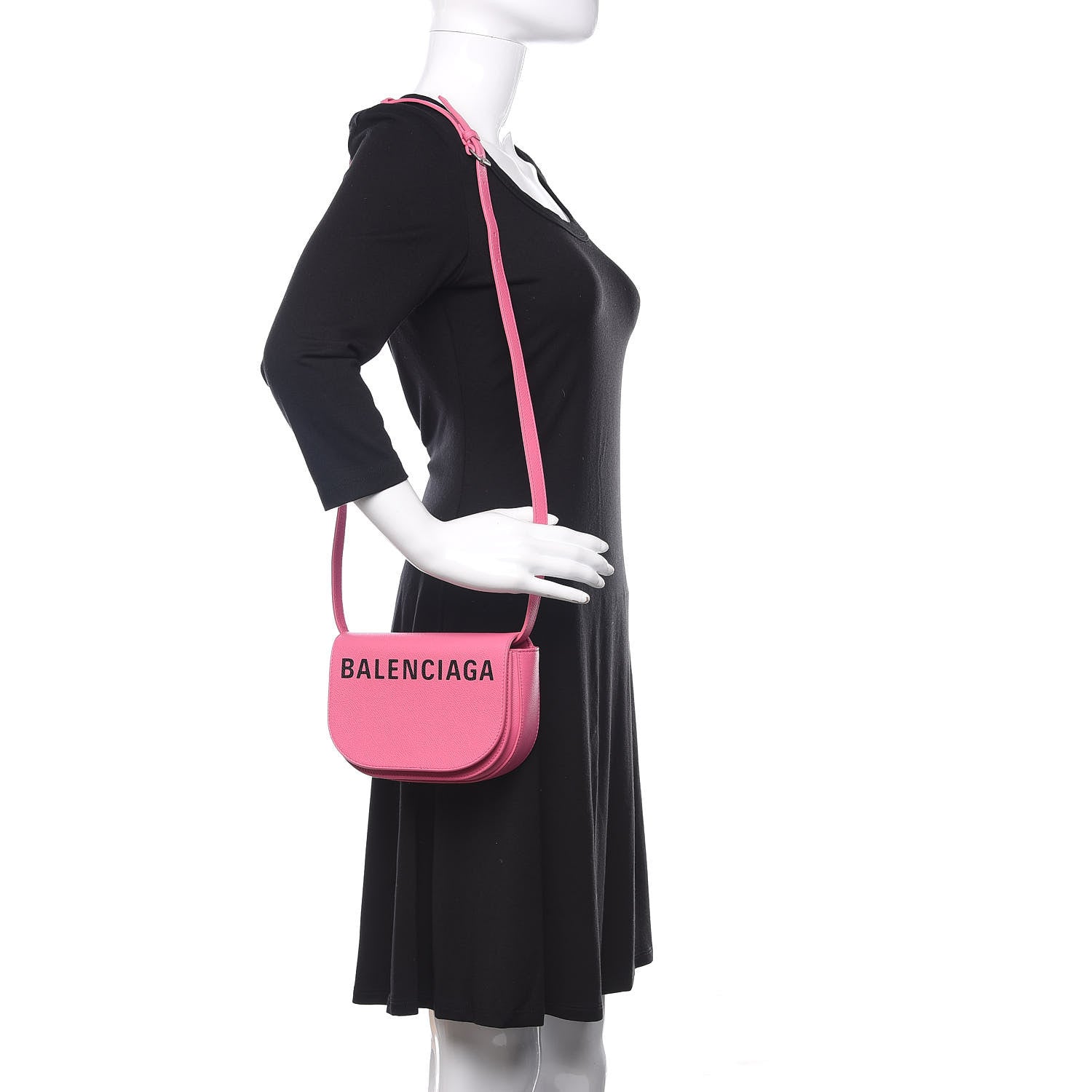 Balenciaga Signature Grained Calfskin Logo Print Ville Day Bag XS Rose Bubblegum Black 2 of 8