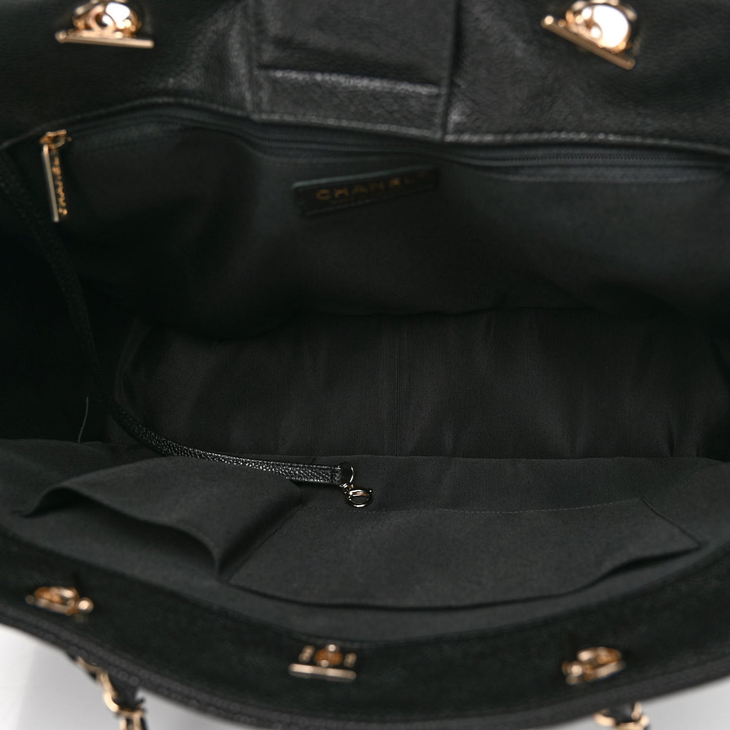 Caviar Quilted Large Shopping Tote Black