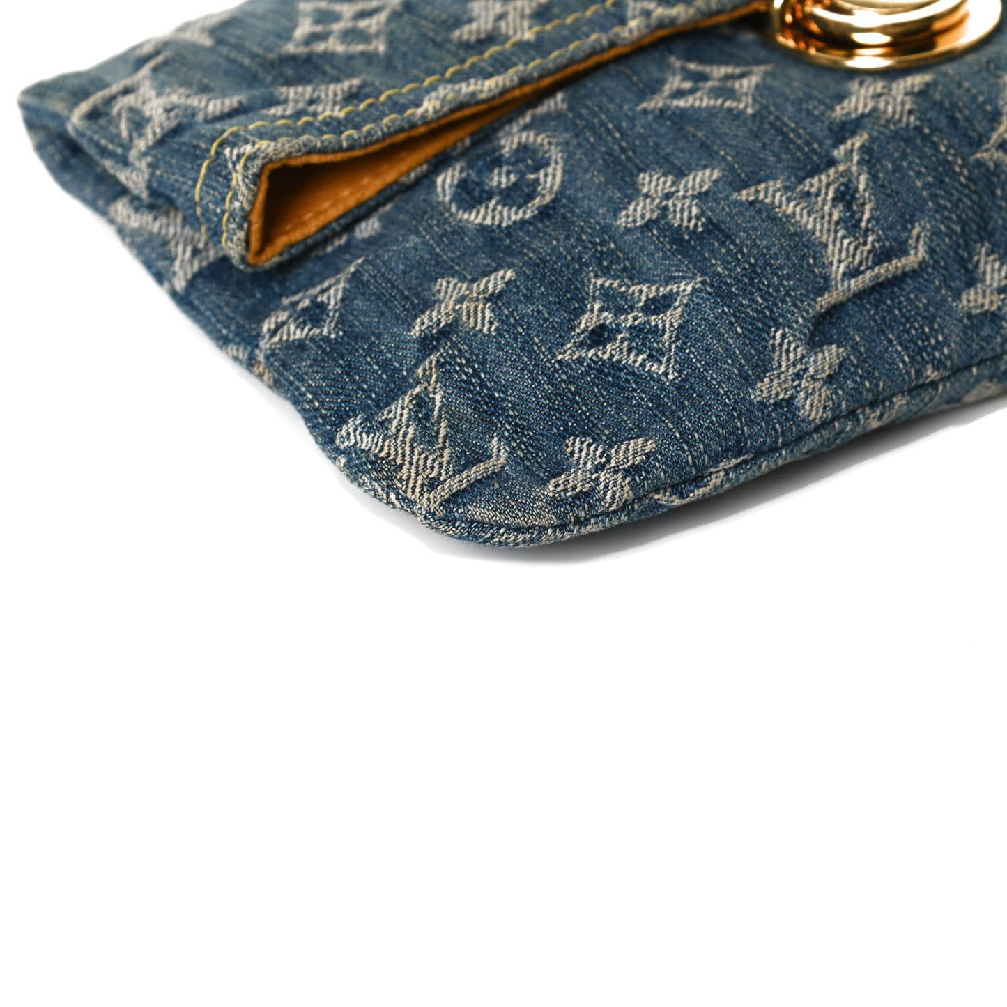 Monogram Denim Pochette Plat Clutch Blue