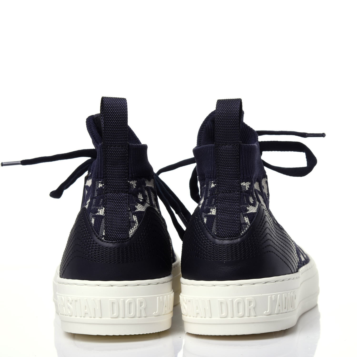 Christian Dior Technical Knit Calfskin Oblique Womens Walk'n Dior Mid Top Sneakers 38 Deep Blue 5 of 11
