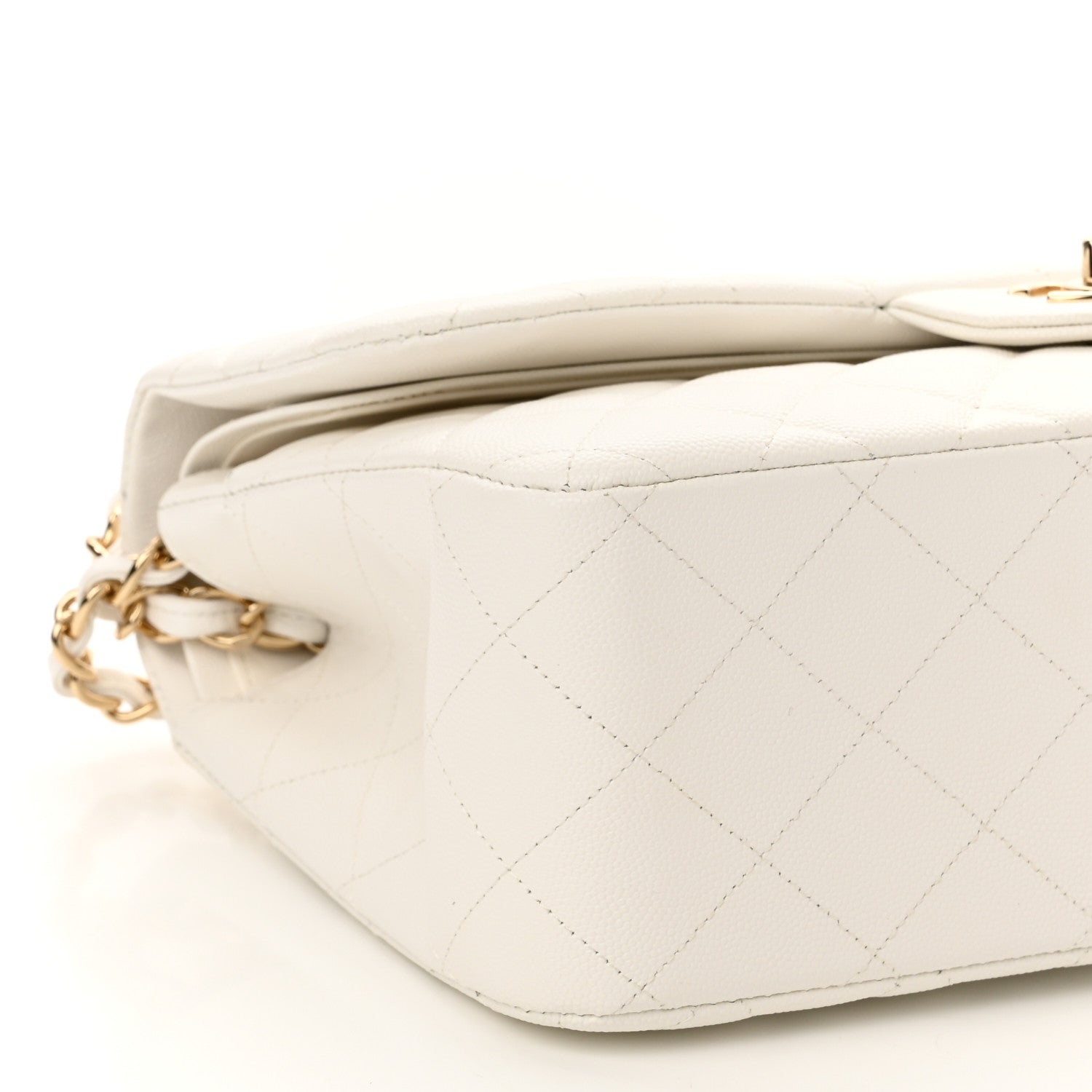 Chanel Caviar Quilted Jumbo Double Flap White 9 of 11