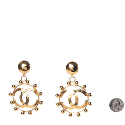 Chanel CC Large Drop Clip On Earrings Gold 2 of 4