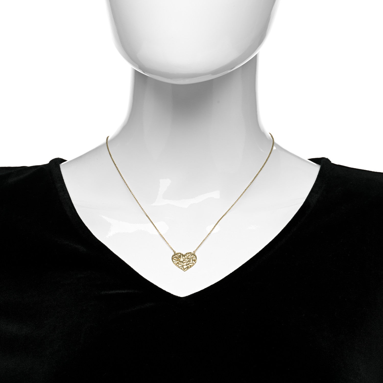 Tiffany 18K Yellow Gold Paloma Picasso Olive Leaf Heart Pendant Necklace 2 of 5