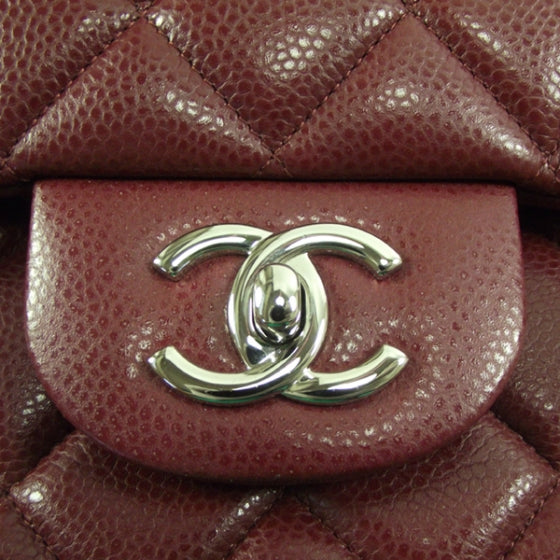 Caviar JUMBO Classic Flap Dark Red