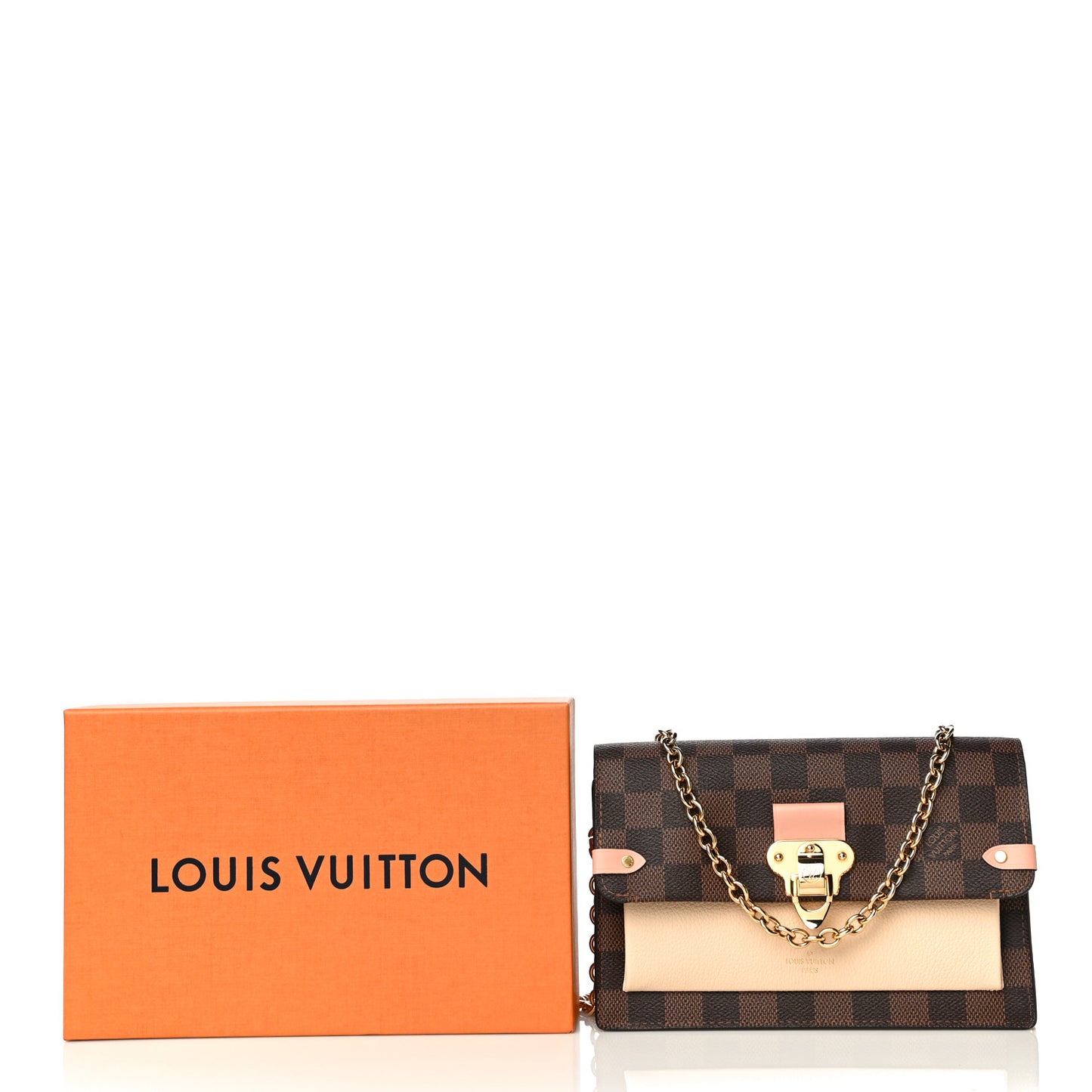 Damier Ebene Vavin Chain Wallet Creme