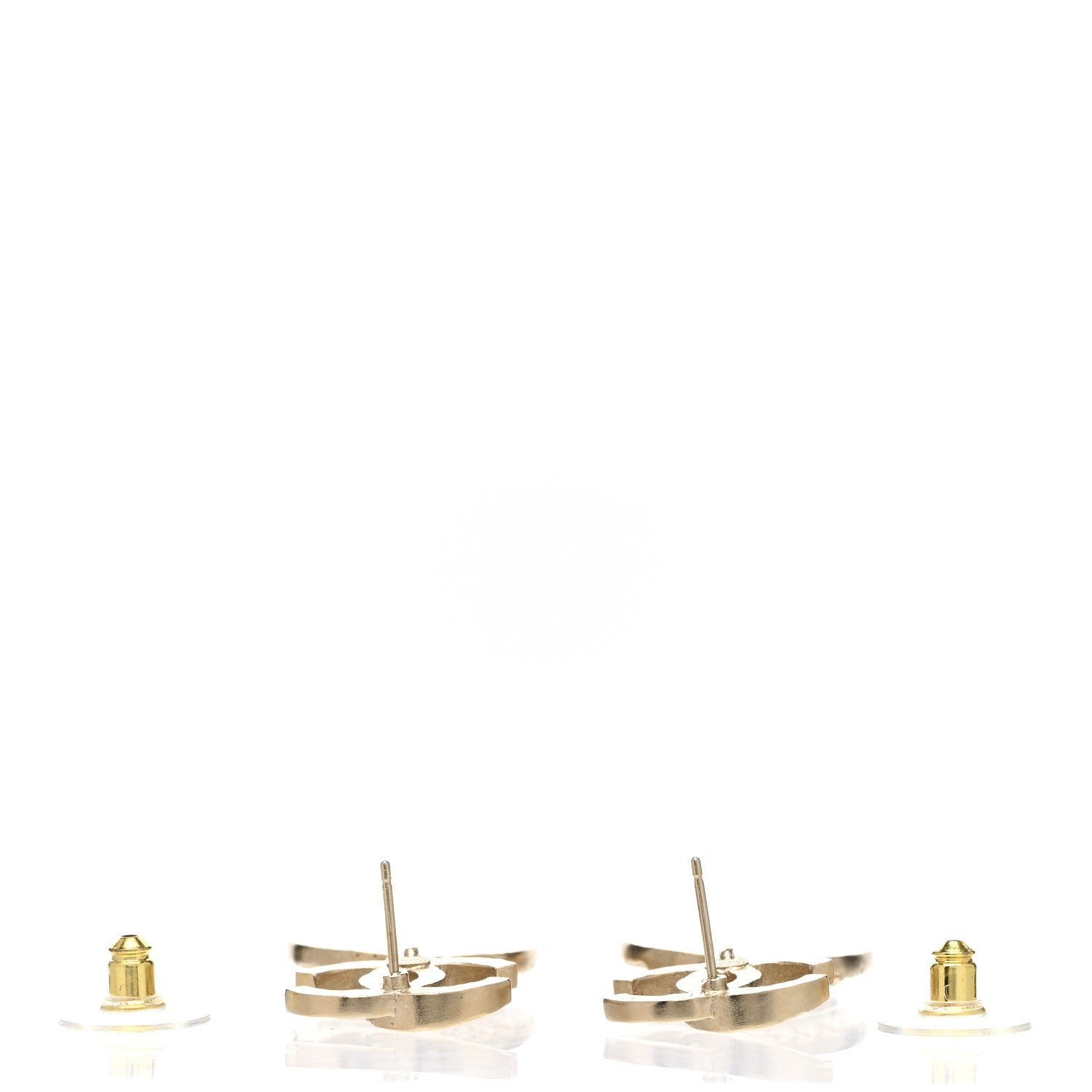 Chanel Crystal CC Medallion Drop Earrings Gold 4 of 5