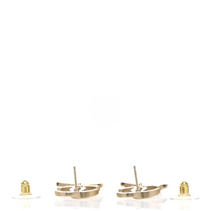 Chanel Crystal CC Medallion Drop Earrings Gold 4 of 5