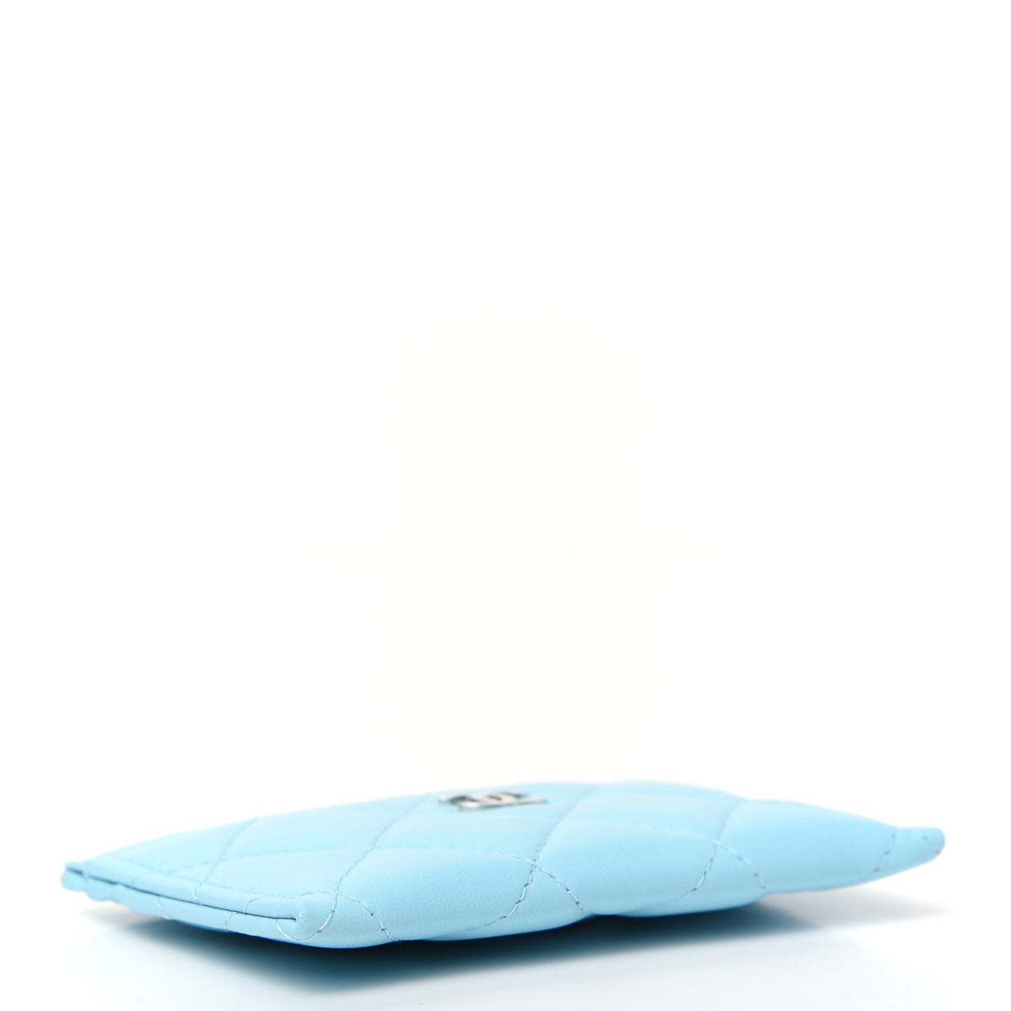 Lambskin Quilted Card Holder Neon Blue