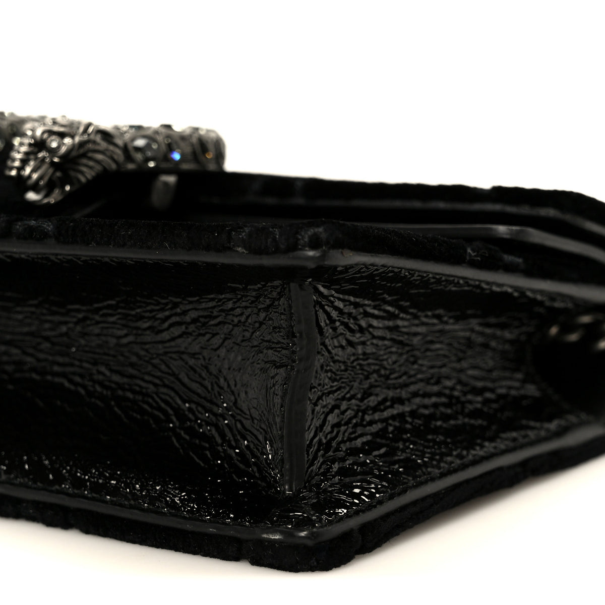 Gucci Velvet Skipper Crystal GG Monogram Super Mini Dionysus Shoulder Bag Black 9 of 10