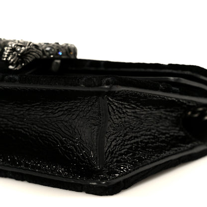 Gucci Velvet Skipper Crystal GG Monogram Super Mini Dionysus Shoulder Bag Black 9 of 10