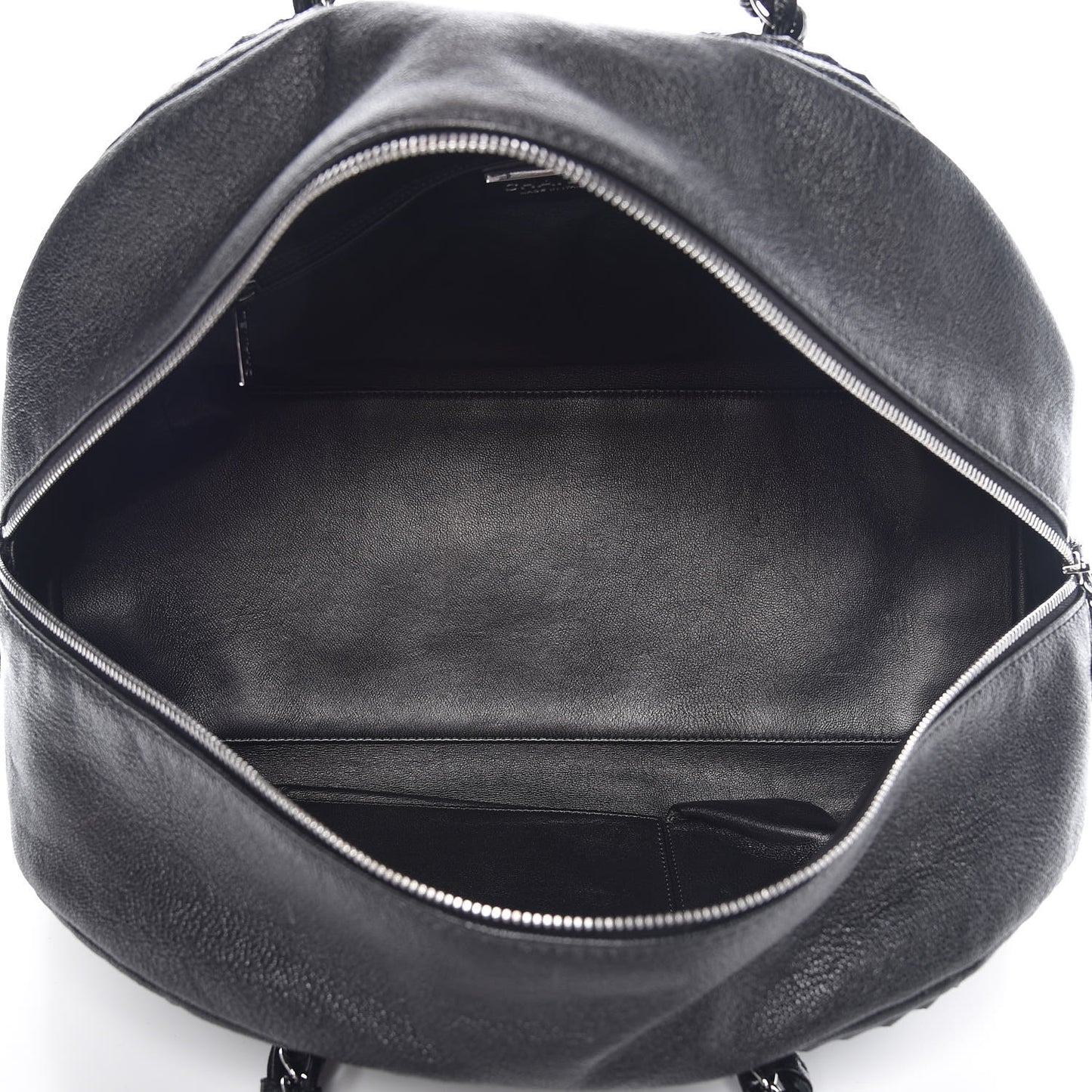 Metallic Goatskin Large Luxe Ligne Bowler Black