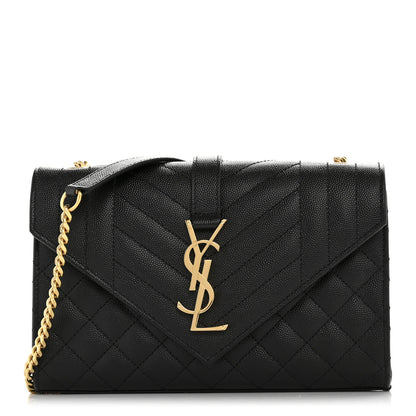Saint Laurent Grain De Poudre Textured Mixed Matelasse Triquilt Small Monogram Satchel Black 1 of 12