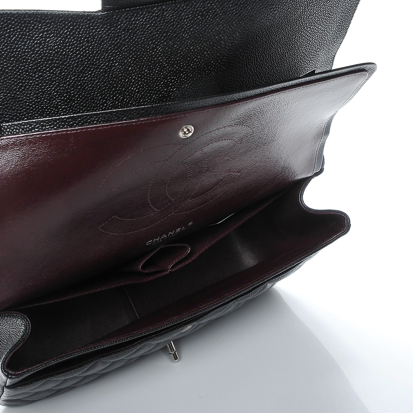 Caviar Quilted Jumbo Double Flap Black