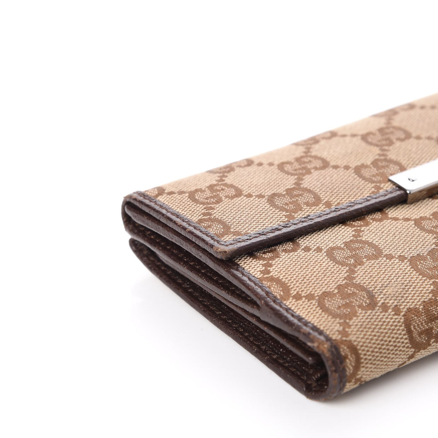 Monogram Metal Bar Continental Flap Wallet Beige Ebony Dark Brown