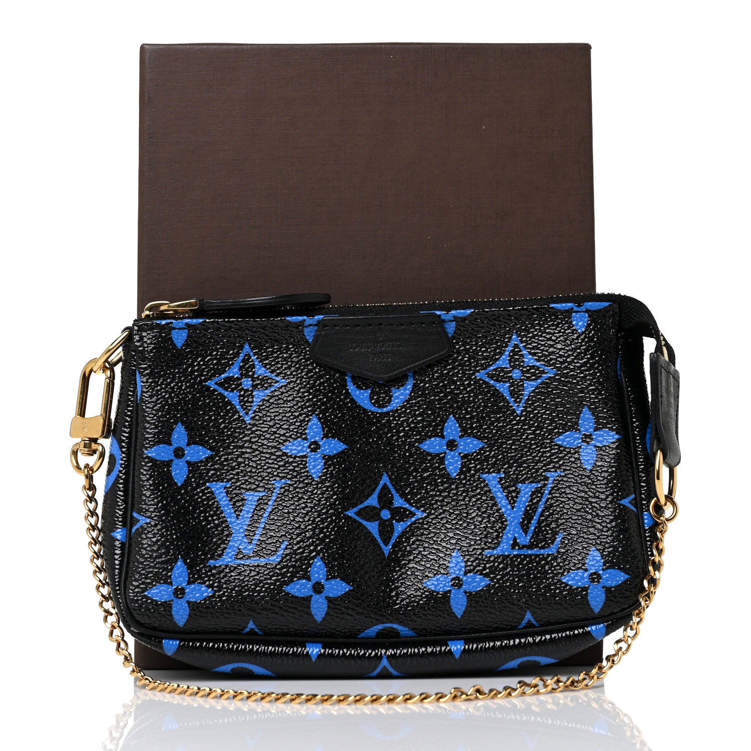 Louis Vuitton Colored Monogram Mini Pochette Accessories Blue Black 9 of 9