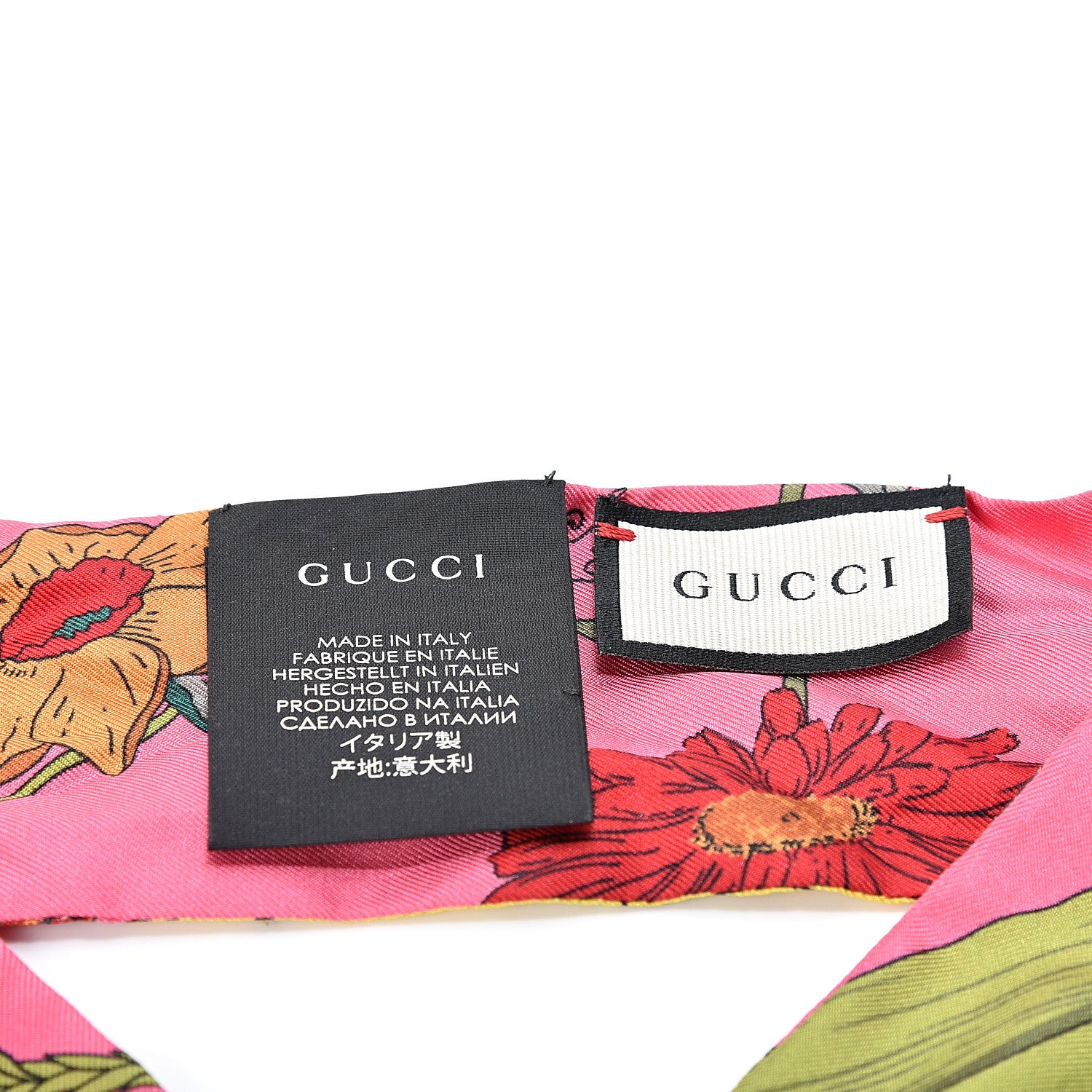Gucci Silk Twill Flora Gothic Twilly Neck Bow Scarf 2 of 3