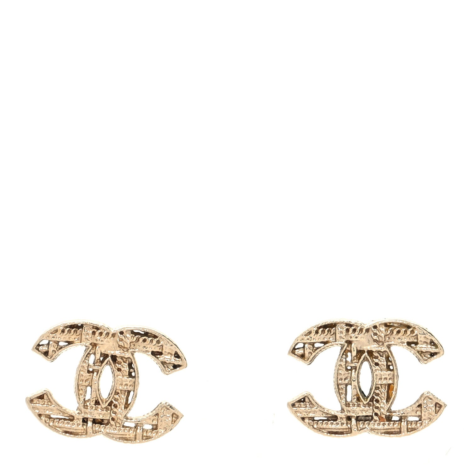 Chanel Tweed Effect CC Earrings Gold 1 of 4
