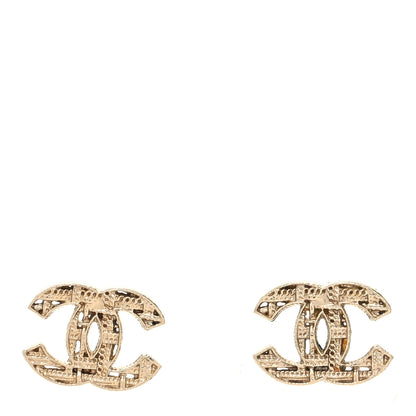 Chanel Tweed Effect CC Earrings Gold 1 of 4