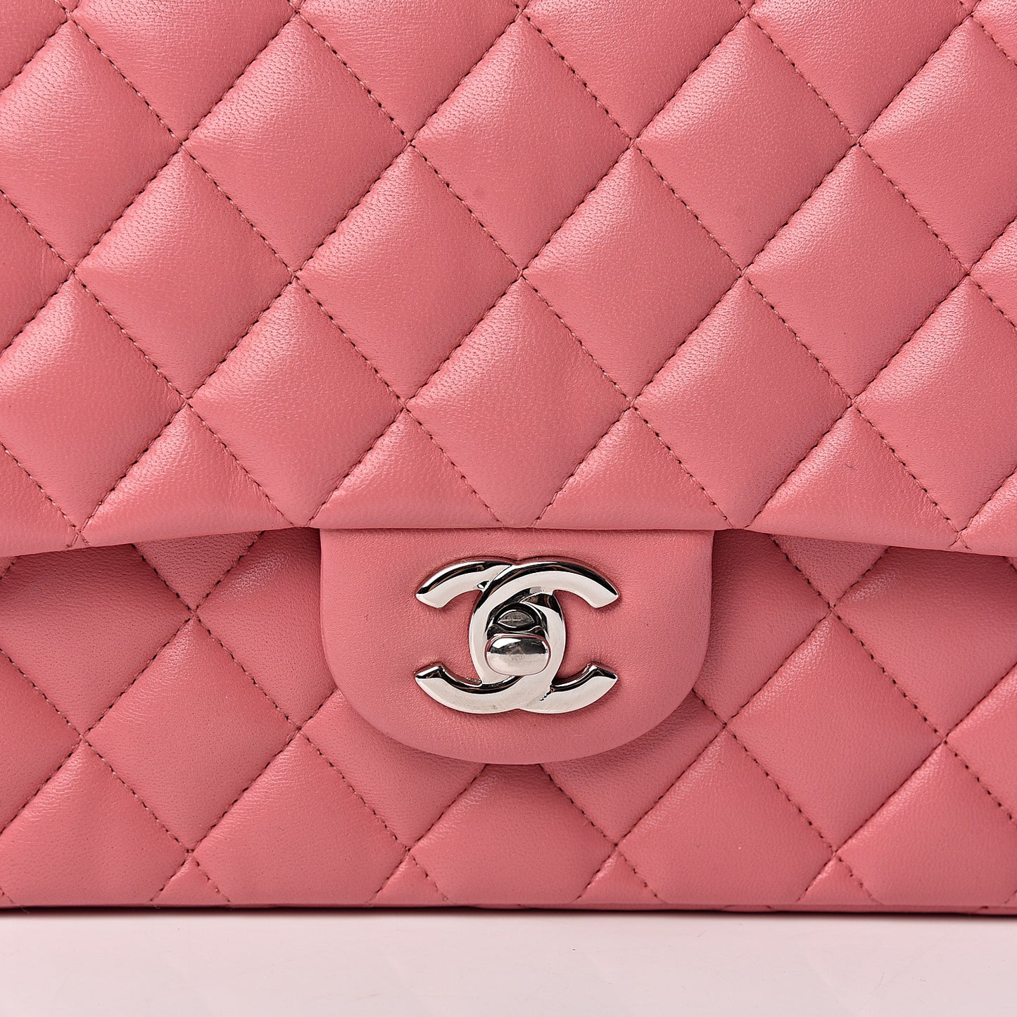 Lambskin Quilted Medium Double Flap Pink