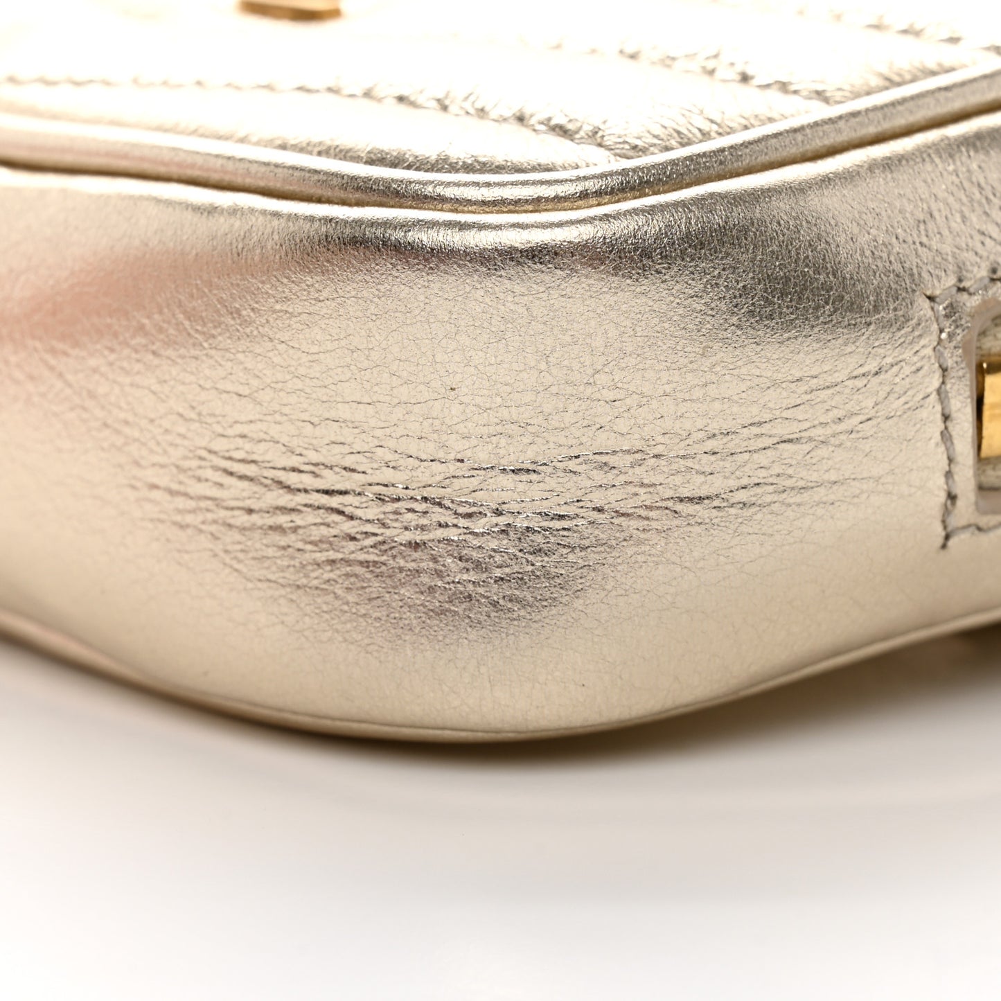 Metallic Calfskin Matelasse Chevron Monogram Baby Lou Camera Bag Platino