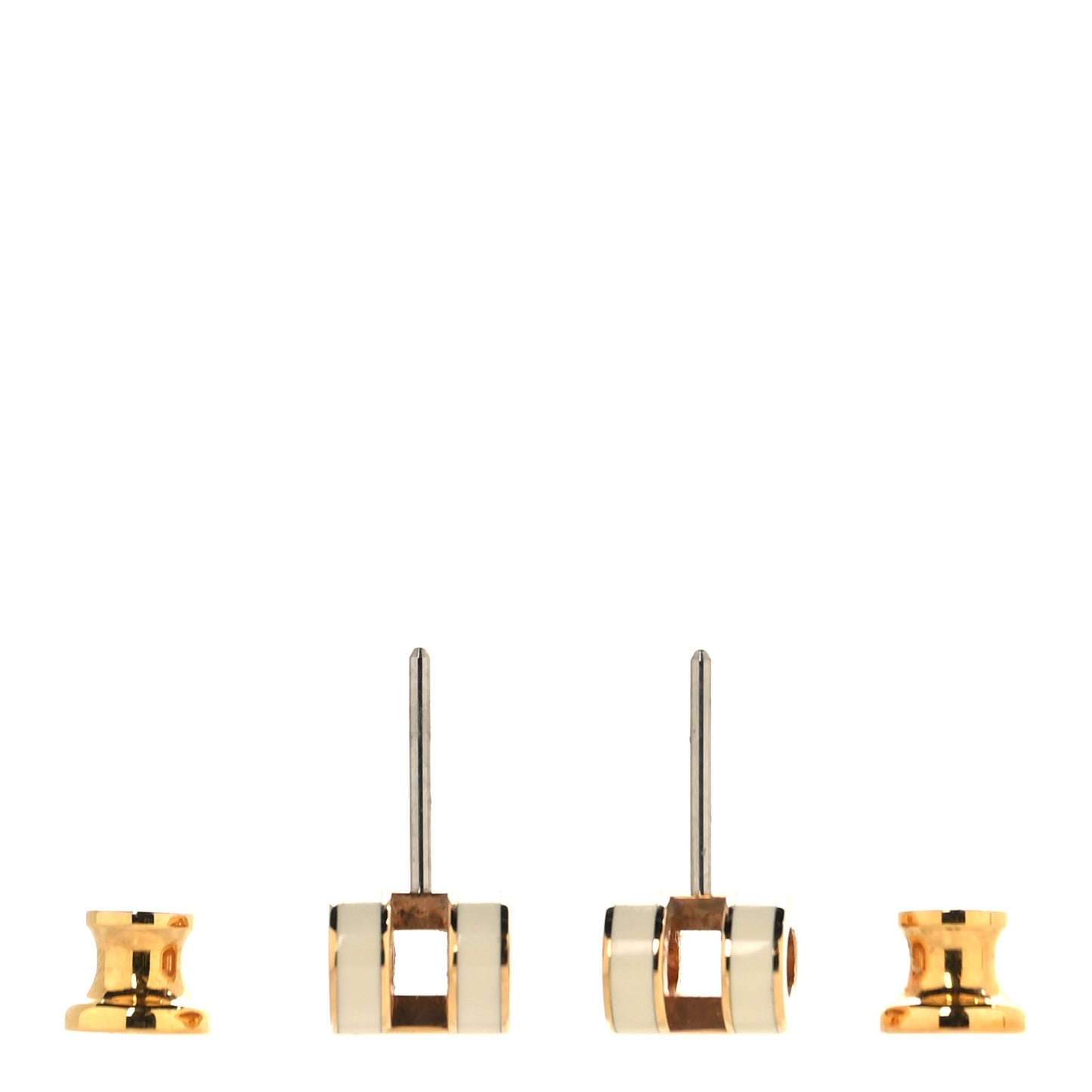 Gold Lacquered Mini Pop H Earrings White