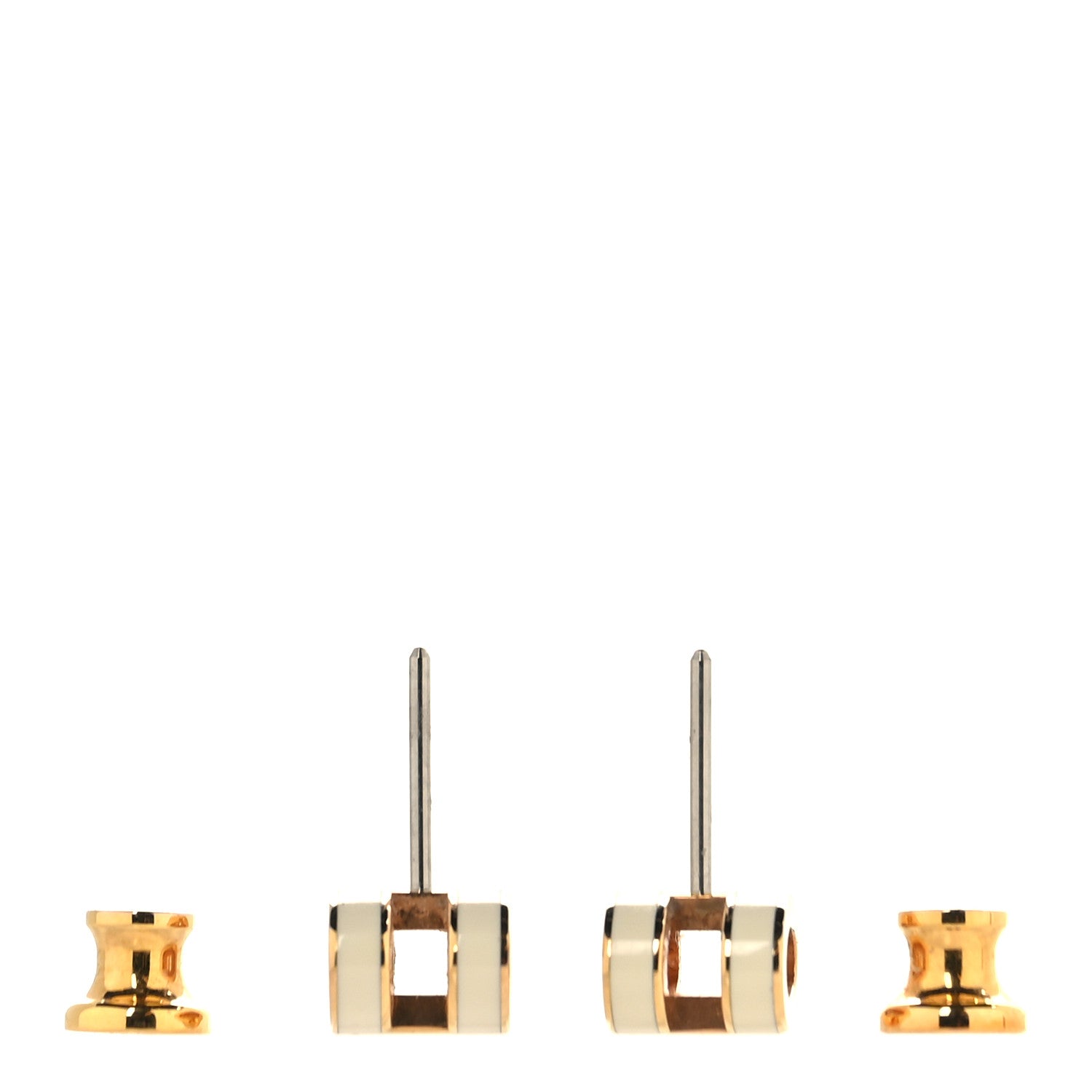 Hermes Gold Lacquered Mini Pop H Earrings White 3 of 6