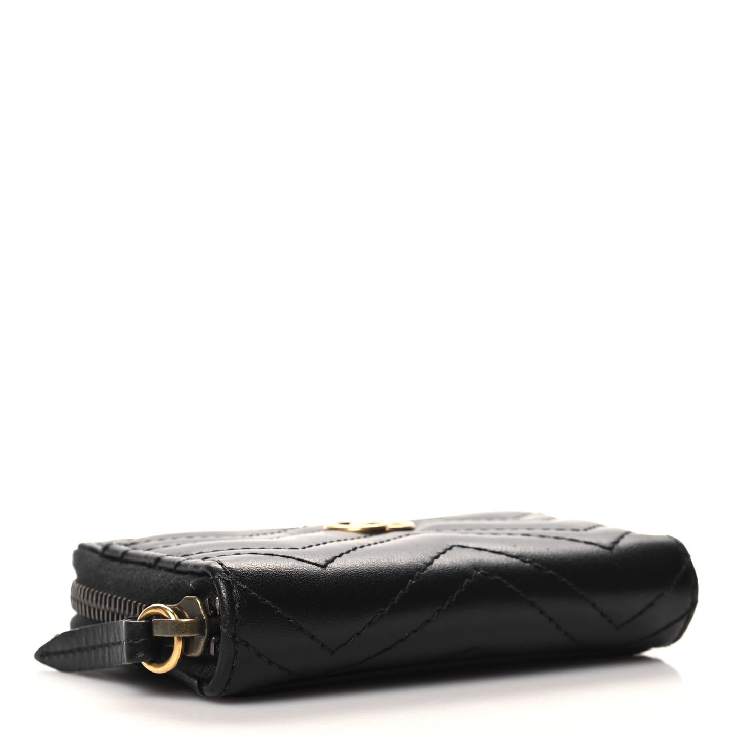Calfskin Matelasse GG Marmont Zip Around Card Case Black