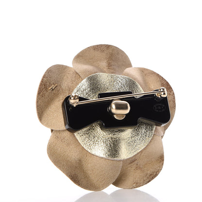 Chanel Metallic Lambskin Camellia Brooch Gold 3 of 5