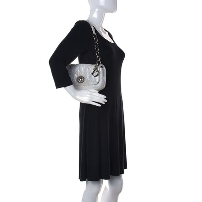 Christian Dior Metallic Lambskin Cannage Small Rendezvous Flap Silver 2 of 9