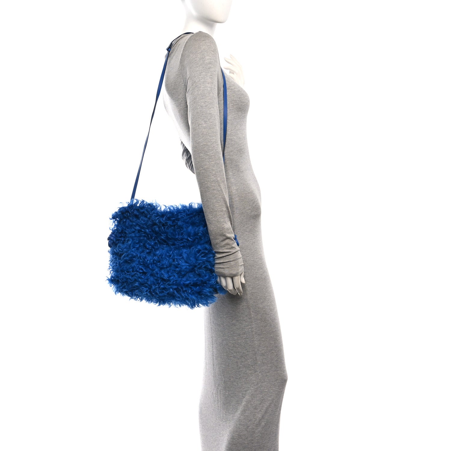 Loewe Nappa Shearling Flamenco Knot Clutch Blue 2 of 10