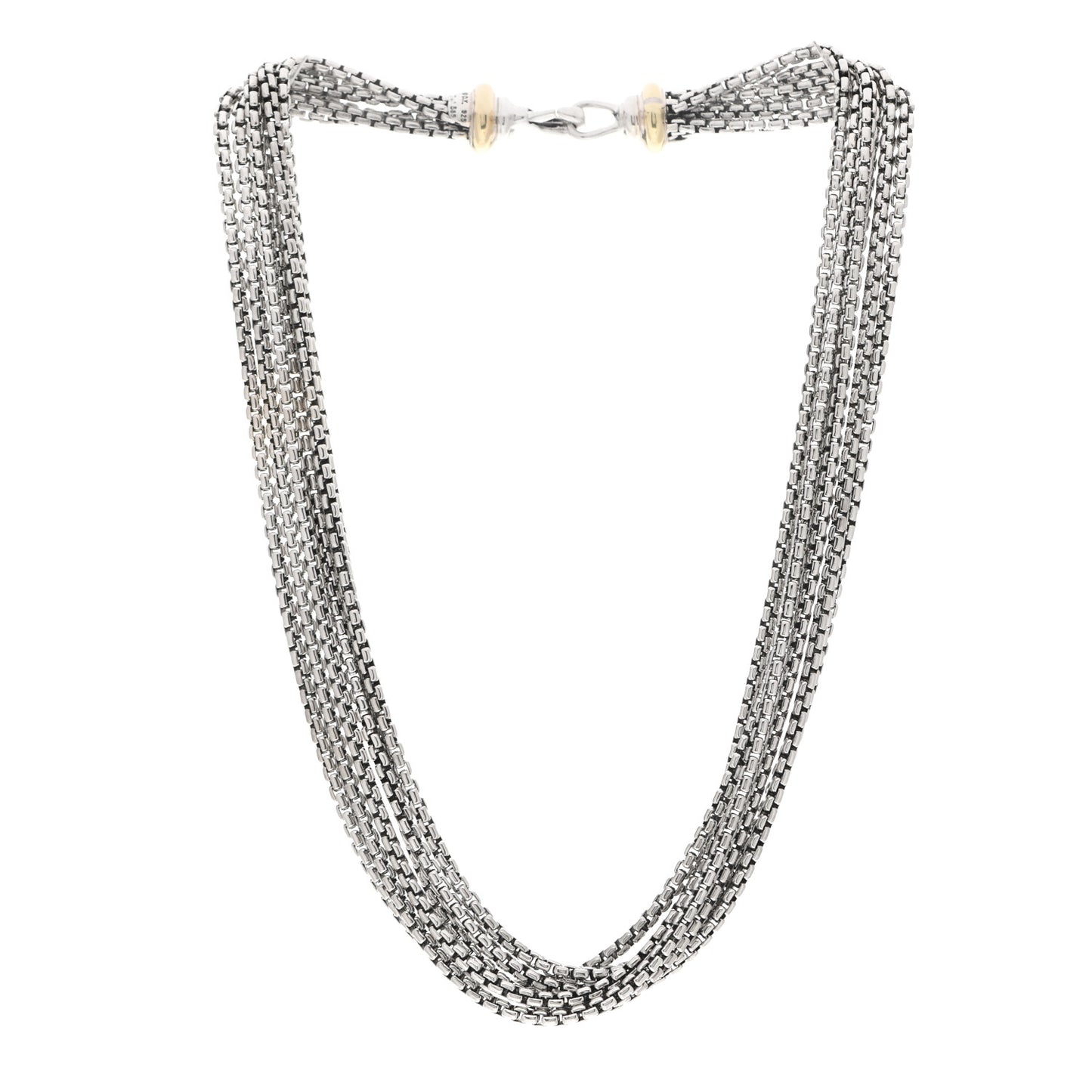 Sterling Silver 14K Yellow Gold Multi Box Chain Necklace