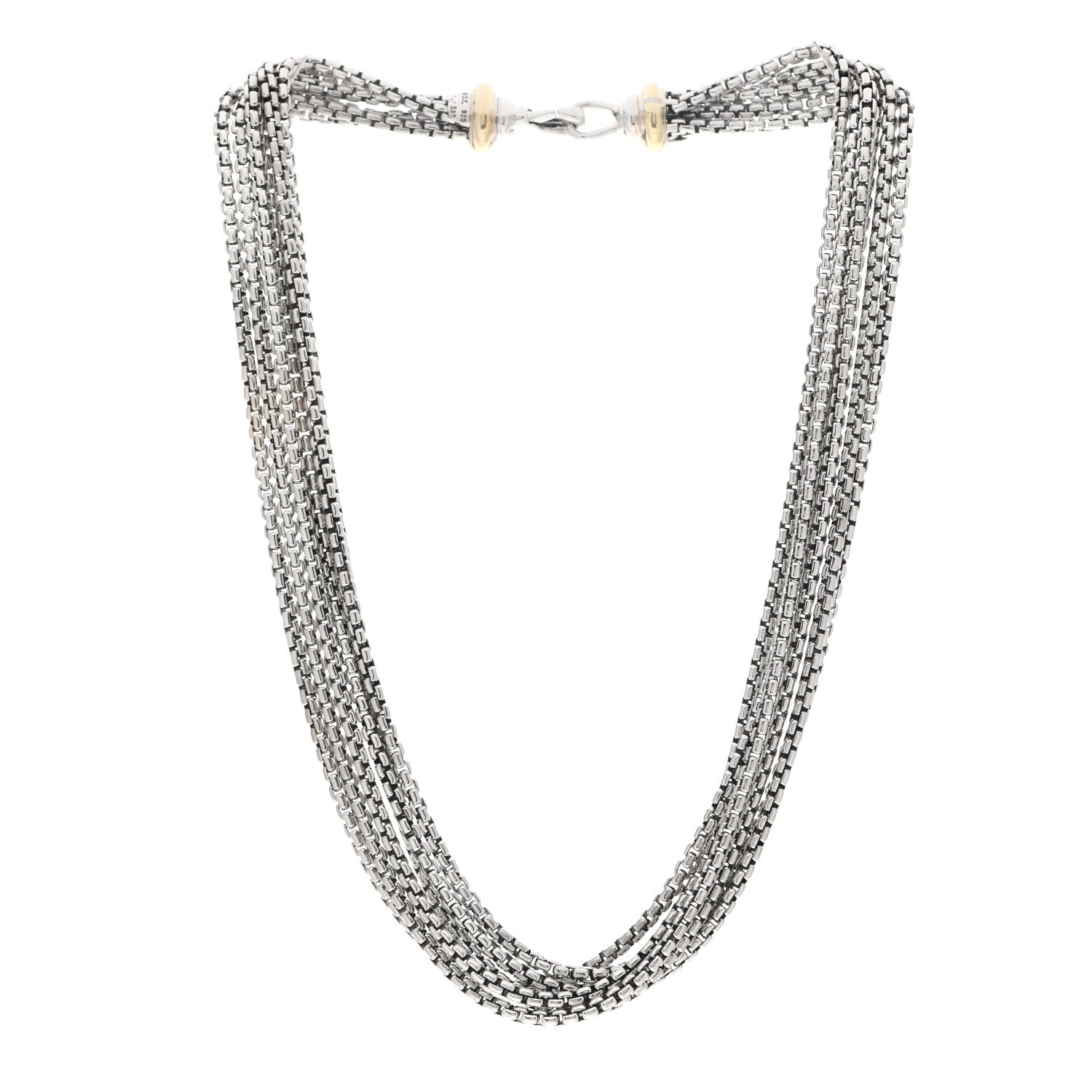 David Yurman Sterling Silver 14K Yellow Gold Multi Box Chain Necklace 3 of 4