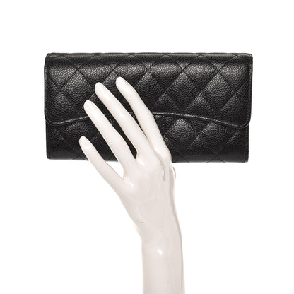 Chanel Caviar Quilted Large Gusset Flap Wallet Black 2 of 9