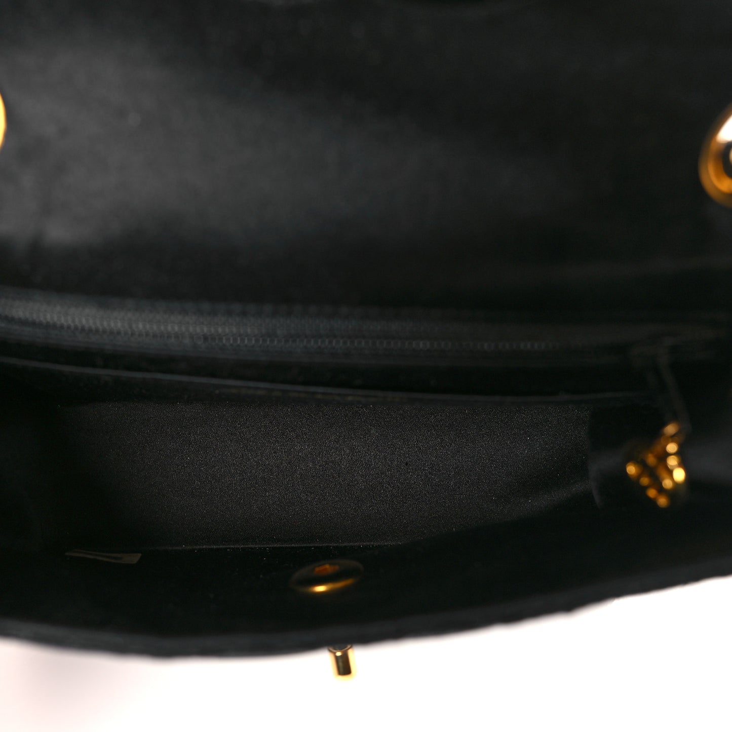 Satin Quilted Mini Square Flap Black
