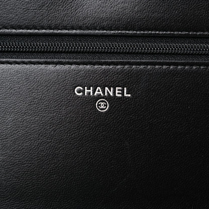 Chanel Velvet Metallic Embellished Boy Wallet On Chain WOC Silver Black 6 of 12